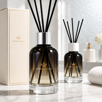 Diffuseur à bâtonnets de parfum en verre cylindrique vide, couleur ambre dégradée, design personnalisé, décor coloré, 200 ml