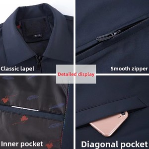 Tùy Chỉnh Mùa Thu Mùa Xuân Của Nam Giới Giản Dị Dài Tay Áo Kinh Doanh Áo Khoác Đứng Cổ Áo Dây Kéo Đóng Cửa Đồng Bằng Nhuộm Áo Khoác Cho Trung Tuổi Người Cao Tuổi - Product Image 4