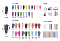 Gobelet écologique de 20 oz, mini-gobelet vierge personnalisable avec logo, gobelet isotherme de 40 oz, gobelet en acier inoxydable de 30 oz avec poignée et couvercle à paille