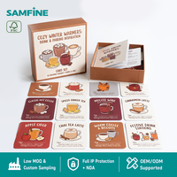 Jeu de cartes personnalisées OEM de 32 cartes pour l'association des boissons hivernales, cartes d'inspiration pour recettes de boissons chaudes en gros avec boîte rigide