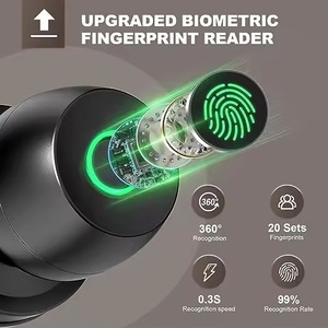 Tuya App Remote Control Zinc Alloy <strong>Black</strong> Keyless Smart Fingerprint Round Ball <strong>Knob</strong> Lock with Memory Card BLE <strong>Door</strong> Lock - Product Image 6