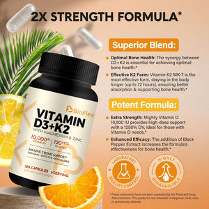 चीन निर्माता कस्टम सूत्र 7 में 1 विटामिन डी 3 10000 iu <span class=keywords><strong>k2</strong></span> MK-7 हड्डी की ताकत और प्रतिरक्षा स्वास्थ्य के लिए कैप्सूल - Product Image 3