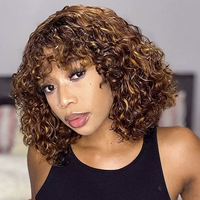 Perruque Bob Courte Bouclée 5x5 de 10 Pouces en Cheveux Brésiliens Vierges avec Fermeture Frontale en Dentelle HD Transparente, Sans Colle, pour Femmes Noires