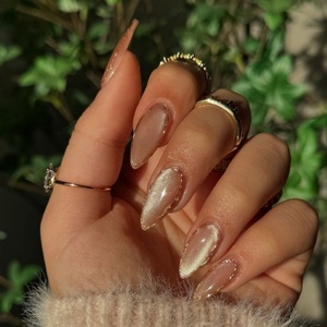 <span class=keywords><strong>Ongles</strong></span> artificiels en <span class=keywords><strong>chrome</strong></span> de luxe sur mesure, vente en gros, gel doux sur mesure, amande moyenne, dégradé, kit d'<span class=keywords><strong>ongles</strong></span> à presser pour Noël - Product Image 3