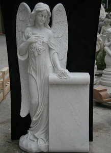 Monumentos y lápidas de ángeles de mármol blanco chino - Product Image 4