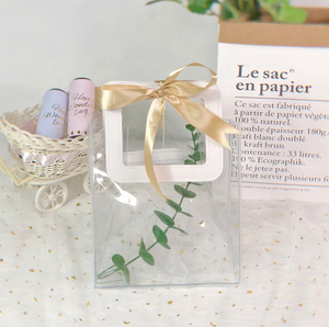 ins transparent pvc tote bag wedding candy souvenir plastic gift bag fresh flower cosmetic packaging bag