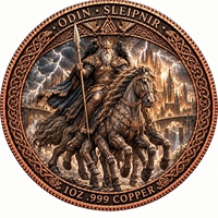 Koin Peringatan Odin Sleipnir 3D Relief 1 oz .999 Tembaga Mitologi Norse Viking Koin Tantangan Dekorasi Pajangan Hadiah