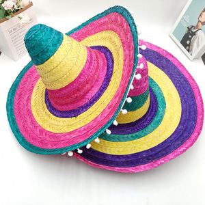 Chapeau en forme de bateau en bambou tressé avec boule moelleuse, chapeau coloré en forme de bateau pour Halloween - Product Image 6