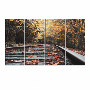 Autumn Train Tracks <b>Canvas</b> Print: Elegant Landscape <b>Wall</b> Hanging,SET OF 4 <b>CANVAS</b> - Product Image 2