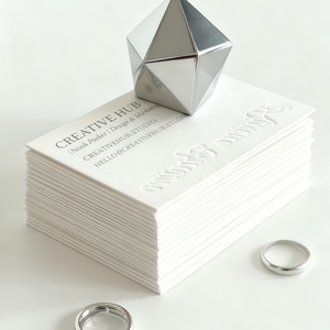 Cartes de visite personnalisées blanches texturées en relief, design élégant et luxueux avec personnalisation de votre logo - Product Image 4