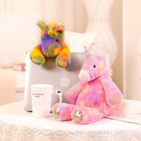 Peluche licorne arc-en-ciel super douce de 35 cm, peluche arc-en-ciel colorée, ours en peluche mignon, jouets en peluche, chien arc-en-ciel