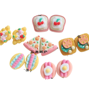 Jouet alimentaire de simulation en résine, accessoires de bijoux, colle DIY, pinces à cheveux faites main, matériaux artisanaux, pain, <span class=keywords><strong>jambon</strong></span>, pizza - Product Image 2