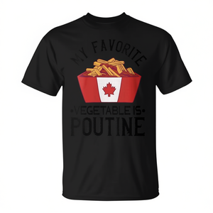 Camiseta con estampado digital de la verdura favorita de cada uno, Poutine, comida canadiense, unisex, para adultos, manga corta, cuello redondo - Product Image 2