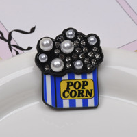 Accessoires de coque de téléphone en acétate à motifs de dessins animés, breloques DIY mignonnes (Fraise, Popcorn, Chiot), carte NFC personnalisée pour avis sur les réseaux sociaux