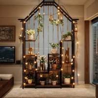 Support de fleurs minimaliste en fer, multi-niveaux, en forme de maison, multifonctionnel, sur pied, non pliable, pour plantes vertes et plantes araignées