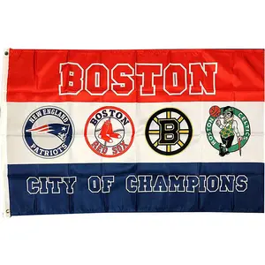 Fabrika toptan Boston spor ekipleri Logo Polyester tek taraflı afiş bayrak yeni