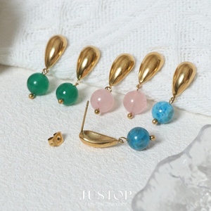 Pendientes de Bola de Piedra Turquesa con Forma de Gota de Agua, Acero Inoxidable, Chapado en Oro de 18K, Joyería de Moda para Mujer, Regalo para Fiesta - Product Image 3