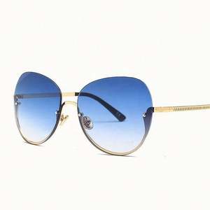 Gafas de Sol Metálicas Extra Grandes de Moda 2019 para Hombre y Mujer, Protección UV400, Lentes Degradadas, Estilo Ojo de Gato, Media Montura - Product Image 2