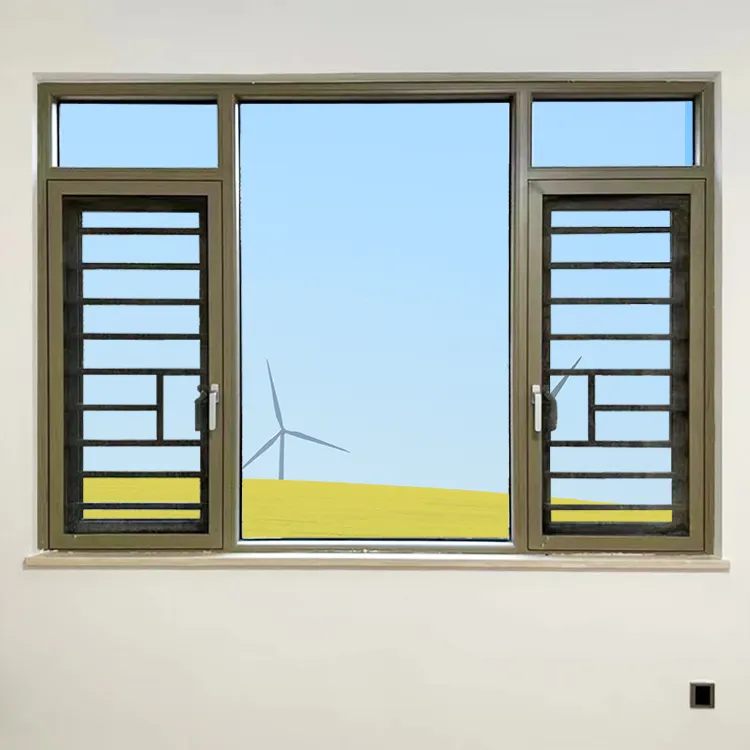 Özel yapılmış ticari sınıf Modern alüminyum Tilt dönüş kanatlı pencere çift camlı temperli cam