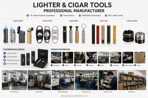 Briquet à cigares professionnel à 3 brûleurs, flamme jet, rechargeable au butane, avec coupe-cigares intégré pour hommes - Product Image 6