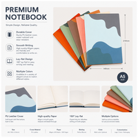 Cuaderno de Cuero Suave con Bloques de Color A5/B5, Diario Estético con Diseño Ondulado para Escritura Diaria, Escuela y Oficina