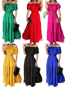 Vestido de lentejuelas con cuello en V y manga corta para <span class=keywords><strong>mujer</strong></span> 2026, con <span class=keywords><strong>cinturón</strong></span> bordado y gasa brillante, ideal para verano, fiesta o uso casual, largo midi. - Product Image 1