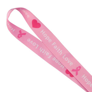 Kunden spezifisch bedrucktes Band Brustkrebs Bewusstsein Hals riemen Farbstoff Sublimation Polyester rosa <span class=keywords><strong>Lanyard</strong></span> - Product Image 5