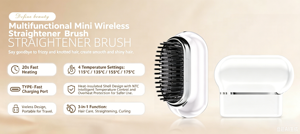 Rechargeable Wireless Portable 4 Speed Temperature Control Cordless <b>Heat</b>-Resistant Shell Travel Hair Straightener <b>Comb</b> - Product Image 6