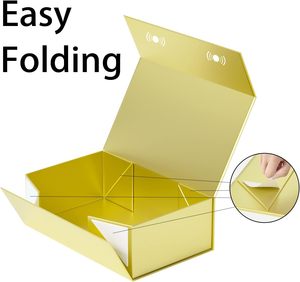 Gold 12x6x4'' Magnetic Closure Gift <b>Box</b> with Lid Customizable to Your Requirements - Product Image 4