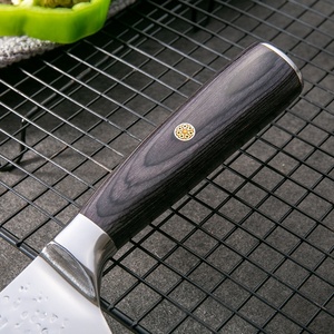 Vendita calda 3 pezzi di coltelli da cucina professionali in acciaio per forgiare verticali <span class=keywords><strong>Set</strong></span> di coltelli da Chef con manico in legno marrone realizzato in acciaio di alta qualità - Product Image 4