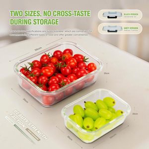 10個入り 1040ml＆370ml ガラス製食品保存容器 蓋付き、気密漏れ防止ガラス製ミールプレップ容器、電子レンジ対応 - Product Image 4