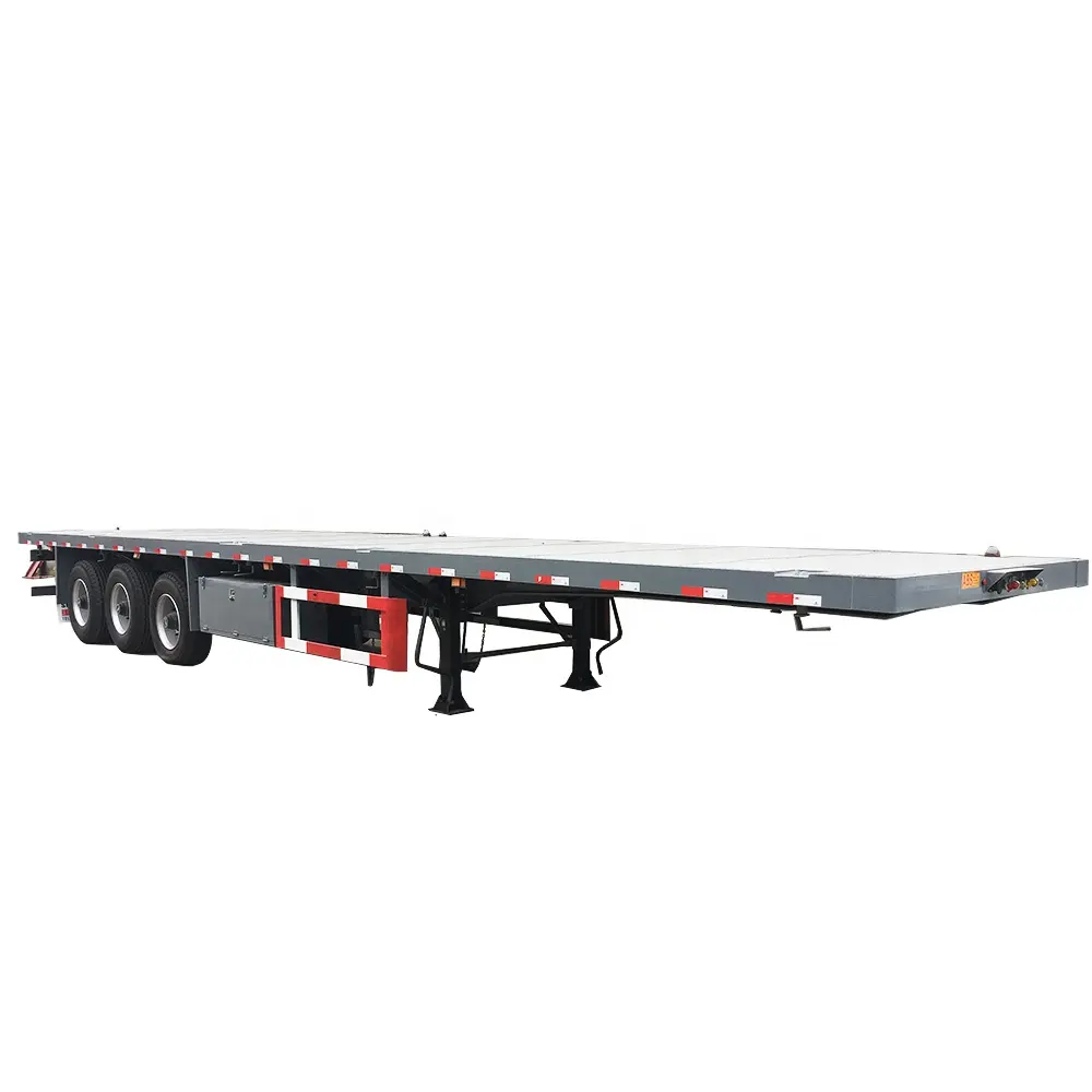 China Manufacturer 3 Axle 40ft 50 Ton flatbed 20ft 40ft Container Flatbed Semi-trailer Truck Trailers For Vehicle