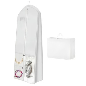 Housse de rangement pour robe de mariée, épaisse et résistante, en cuir, pour robe bustier, anti-humidité, avec fermeture éclair, grande taille - Product Image 6