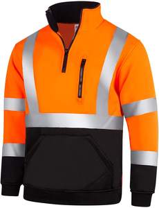 سترة عاكسة عالية الوضوح لعمال البناء، سترة دافئة من الفئة 3 بسحاب ربعي، بلوفر أمان من الصوف - Product Image 6