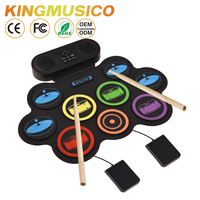 Batterie électronique enroulable colorée, directement de l'usine |   Batterie de jazz silencieuse en silicone portable, pour enfants et écoles |   Approvisionnement en gros OEM/ODM