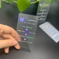 Cartes de visite personnalisables écologiques en PVC transparent imperméable avec impression offset en relief et impression de logo