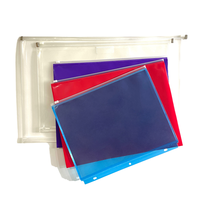 Pochette de protection transparente en plastique souple PP A5 A6 A4 à 6 trous avec fermeture éclair pour documents, crayons, cahiers et espèces