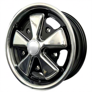 Roue de voiture en acier vintage pour FUCHS WHEEL Old Beetle 15X4.5 5X112 Poli miroir noir - Product Image 2