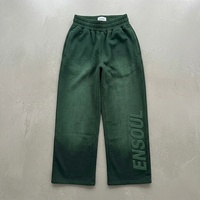 Pantalon de survêtement ample et très élastique pour homme, personnalisé OEM, 100 % coton, style jogger sportif empilé, avec impression 3D en relief sur le devant et coupe large
