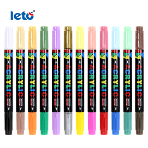 Penne di vernice acrilica a doppia <span class=keywords><strong>punta</strong></span> a doppio colore pennino a base d'acqua <span class=keywords><strong>pennarelli</strong></span> Extra fini e di <span class=keywords><strong>punta</strong></span> media Non tossici confezionati come Set - Product Image 2