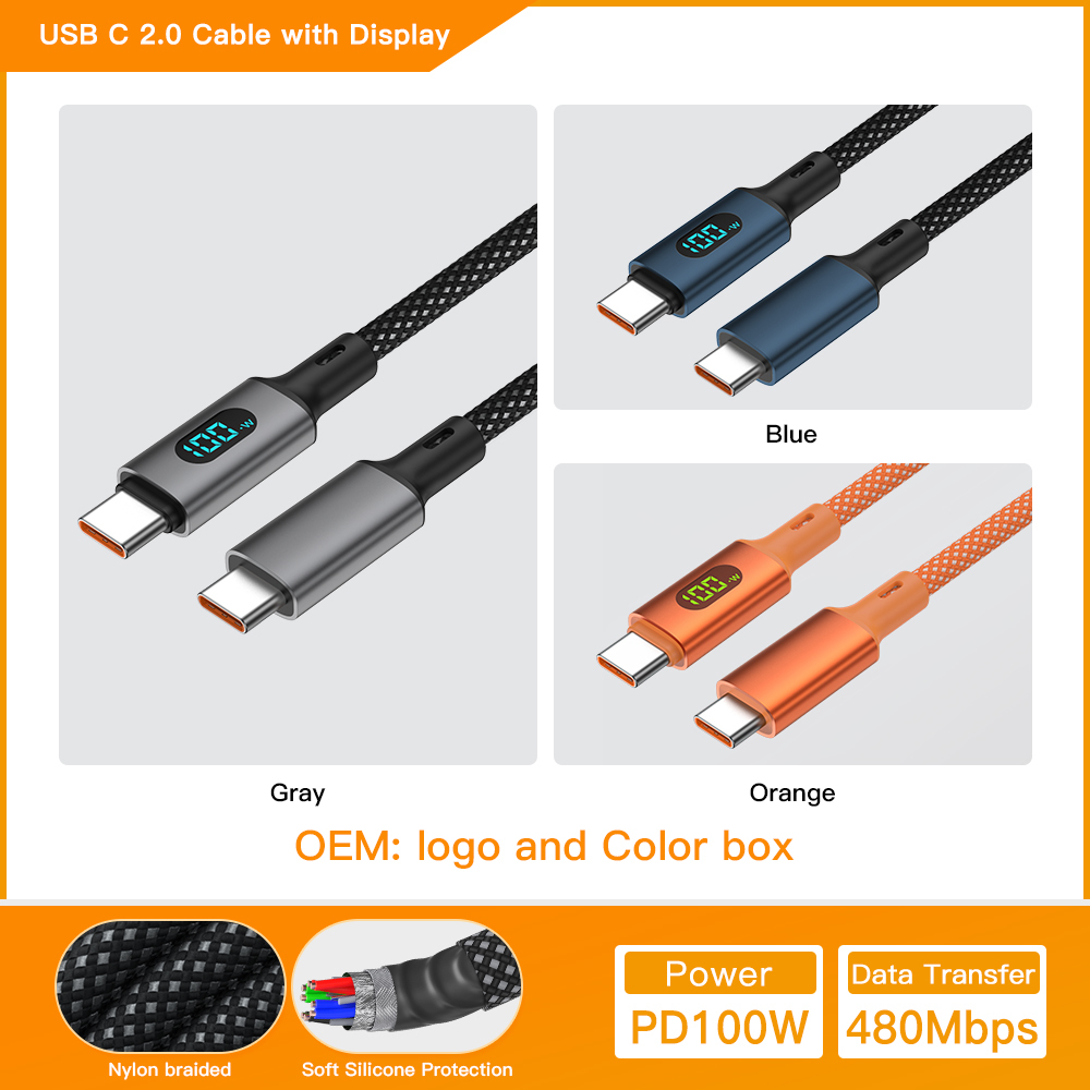 USB C gris con pantalla [C A C]100W