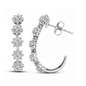Pendientes de Aro de Diamantes Redondos de Laboratorio de Lujo de 0.99 Quilates para Mujer, Color VVS VS EF, Disponibles en Plata de Ley 925, Oro de 10 y 14 Quilates - Product Image 3