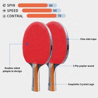 Fabricants portables Ensemble de raquettes de tennis de table Ping-pong en bois bon marché avec de longs boutons en caoutchouc