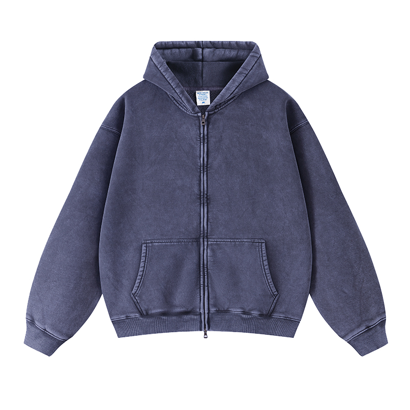 Wholesale Custom Logo Blank Oversized Vintage Fleece Zip Hoodie