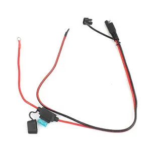 Motorcycle battery charger SAE charging cable SAE quick disconnect plug to 12v ring terminal fuse