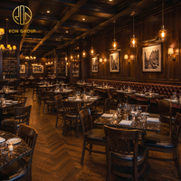 Ron Group Luxe Restaurantmeubilair Gestoffeerde Booth Zitplaatsen Lederen Stoel met Houten Frame Vierkante Marmeren Tafel en Booth