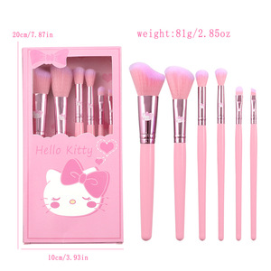 6 pièces KT chat dessin animé maquillage pinceau ensemble <span class=keywords><strong>Hello</strong></span> <span class=keywords><strong>Kitty</strong></span> manche en bois ombre à paupières brosse outil de maquillage - Product Image 4