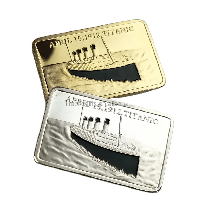 Comemorativo em memória das vítimas, navio titanic 1912 viagem 24k puro ouro bards, 1 grama de moedas de prata, leão
