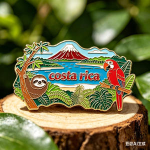 Imán de nevera metálico personalizado con diseño de perezoso y colibrí, bandera de <span class=keywords><strong>Costa</strong></span> <span class=keywords><strong>Rica</strong></span>, recuerdo de viaje de Centroamé<span class=keywords><strong>rica</strong></span>, venta al por mayor - Product Image 4