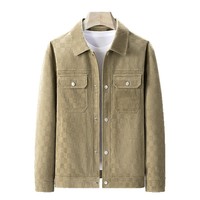 Nouvelle veste en daim 2026 pour homme, style rétro américain, printemps-automne, coupe ample, décontractée, à carreaux, avec revers, pour le travail ou les loisirs
